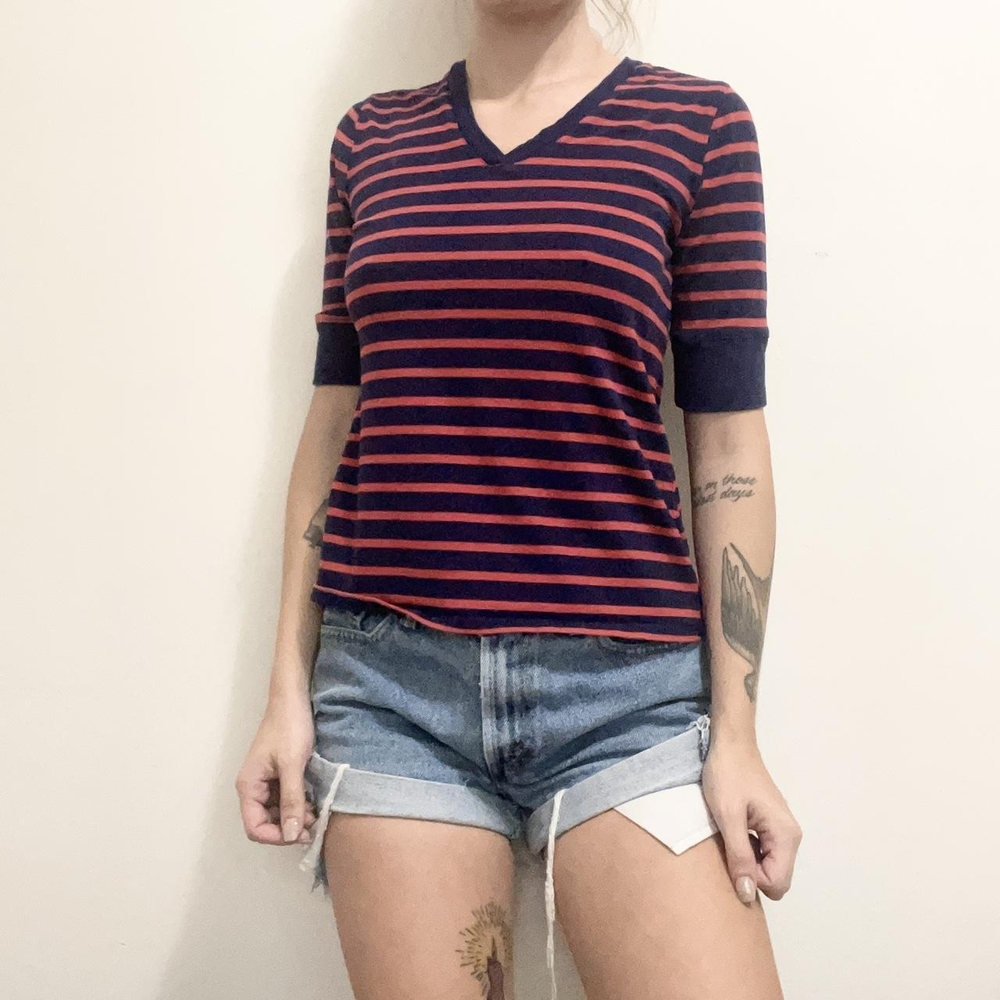 Grunge Y2K striped red and black top